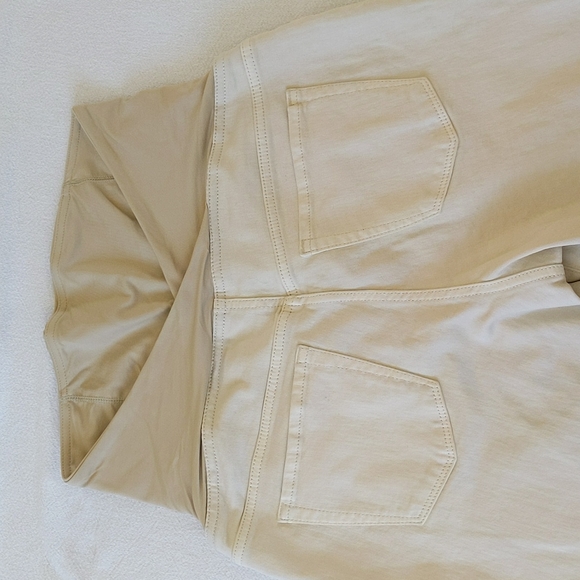 Isabel Maternity Skinny Crossover Panel Maternity Jeans 8 Cream Tan - Picture 8 of 12